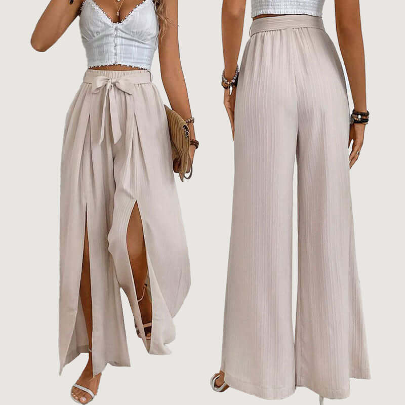 High Waist Wide Women's Slit Casual Pants