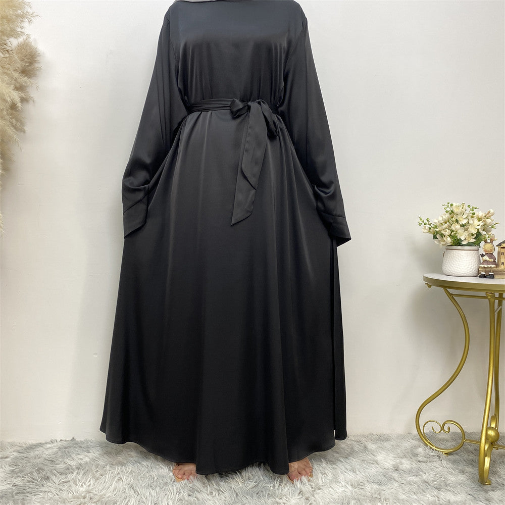 Women's Lace Up Satin Abaya