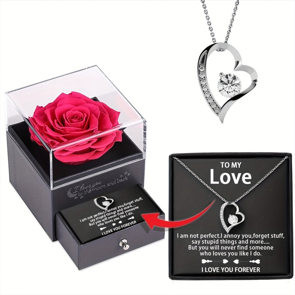 Cubic Zirconia Heart Necklace - 925 Sterling Silver Necklace