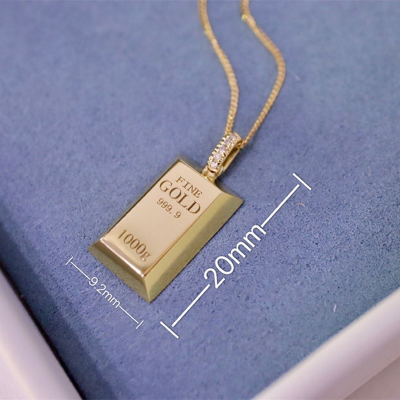 Au750 - Gold Bar Natural Diamond Pendant Necklace
