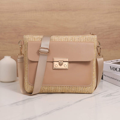 Straw Crossbody Shoulder Bag | Daily Matching Bag Apricot 22X4X18
