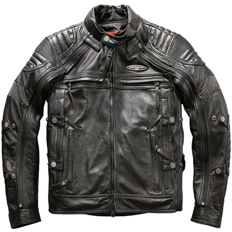 Men's Genuine Leather Slim Fit Motorcycle Jacket Black