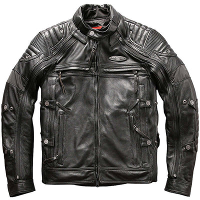 Men's Genuine Leather Slim Fit Motorcycle Jacket Black