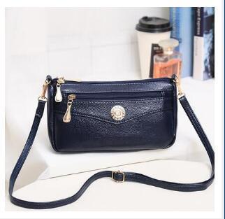 Women's Double-Zip Shoulder Bag Dark Blue