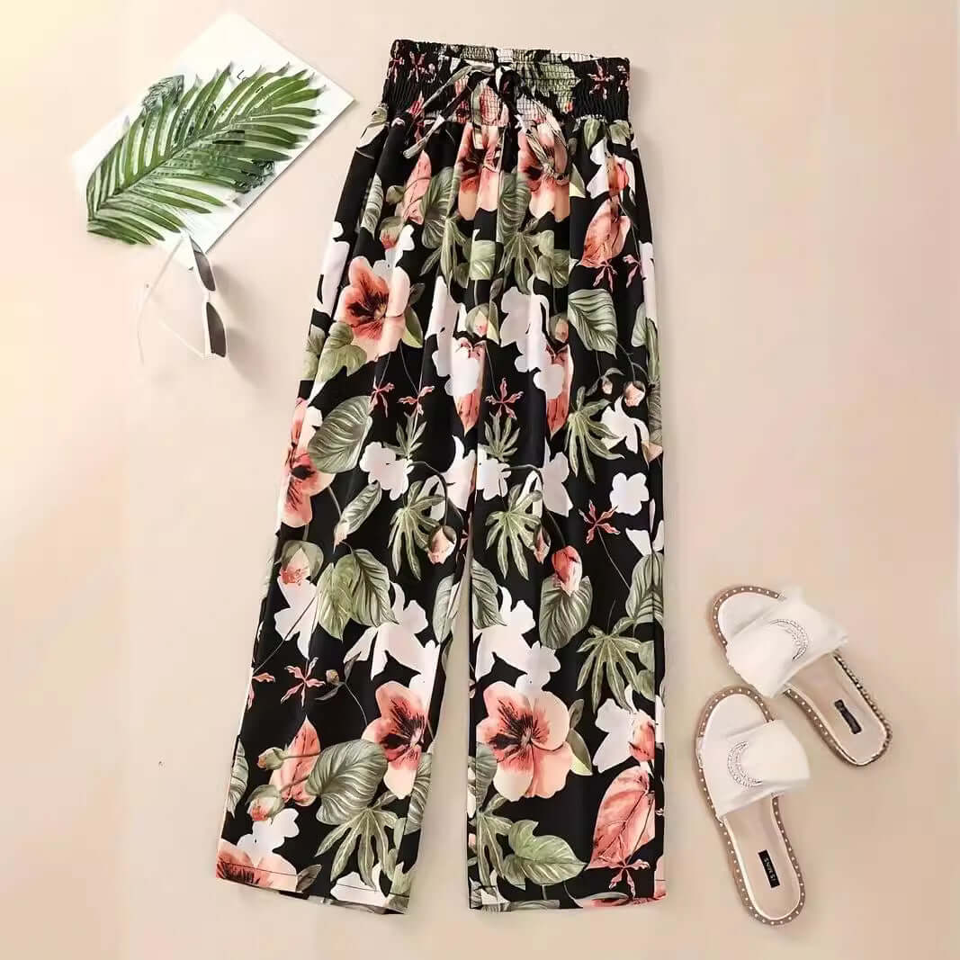 Women's Casual Flower Pants - Floral Straight