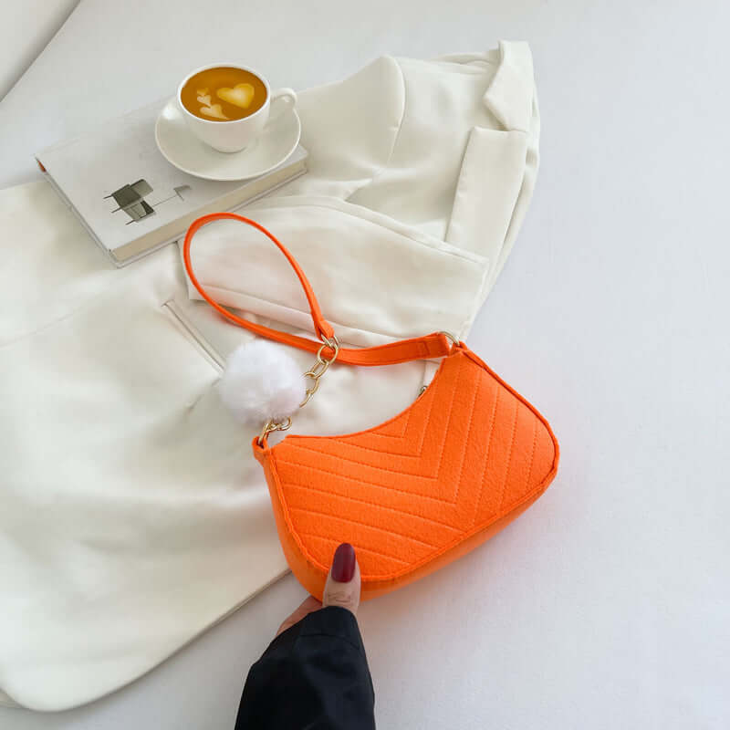 Casual Solid Color Shoulder Bag Orange