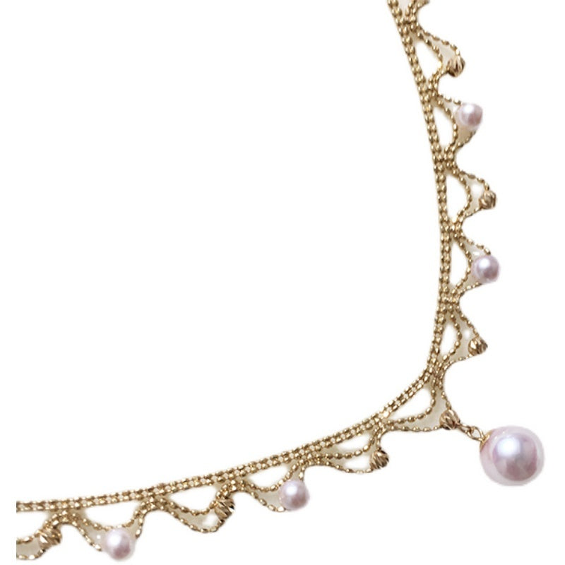 18k Gold Lace Pearl Necklace