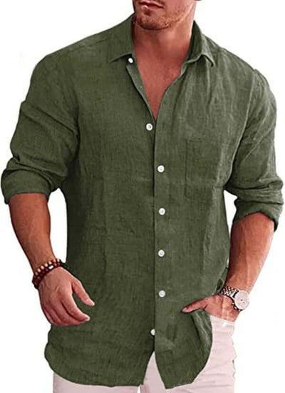 Casual Cardigan Beach Shirt for Men Green