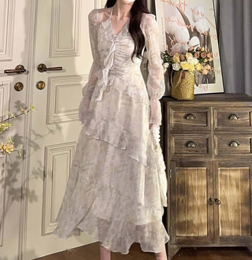 Ruffles Floral Fragments Dress