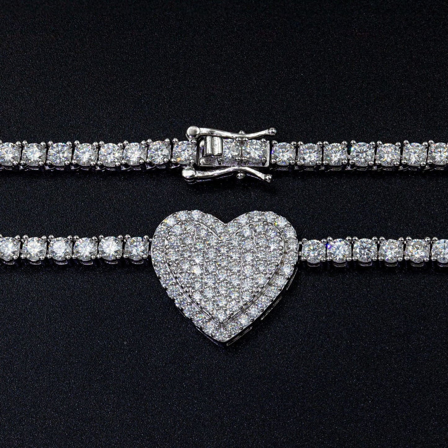 925 Silver Set Moissani Rose Necklace for Women