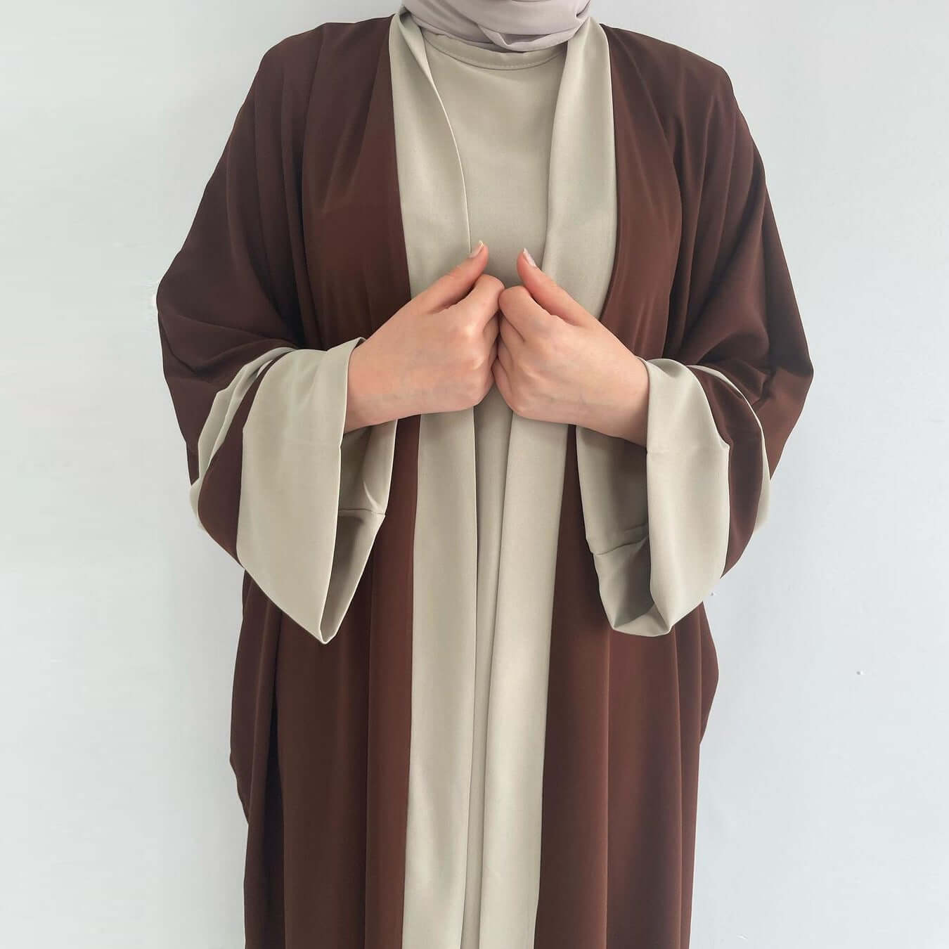 Wadah Abaya Two-Tone Elegance UK | Two Piece Abaya