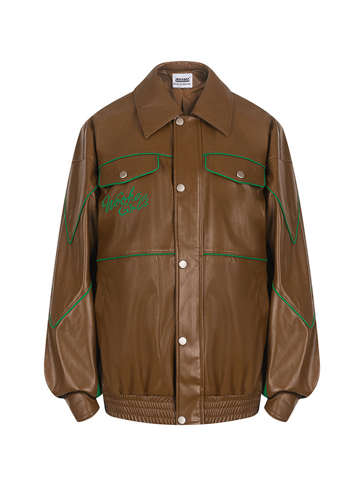 Women's Oversized Street-Style PU Jacket
