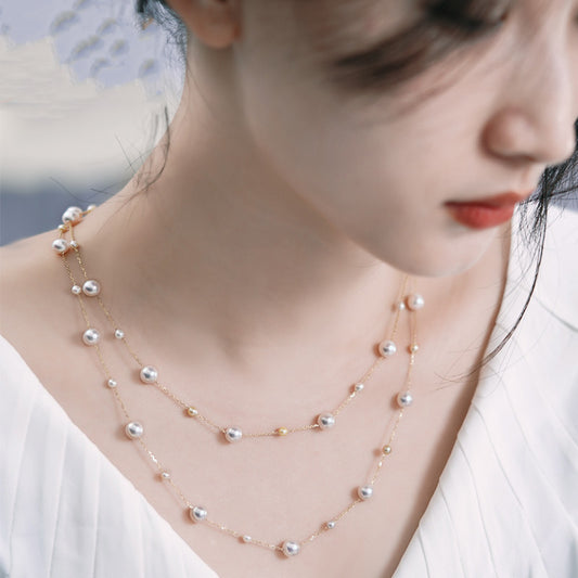 Star Pearl Sweater Necklace