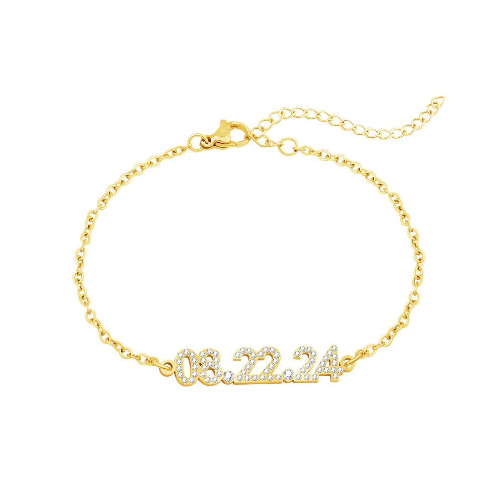 Stainless Steel Diamond Studded Digital Bracelet