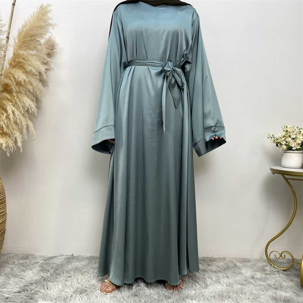 Women's Lace Up Satin Abaya