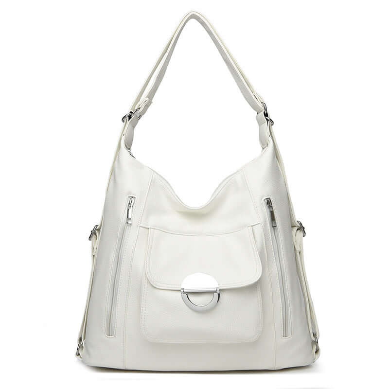 Washed Leather Shoulder Portable Messenger Bag White