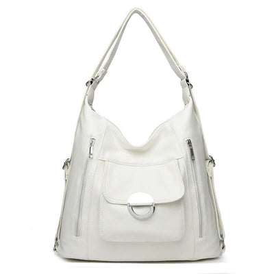 Washed Leather Shoulder Portable Messenger Bag White