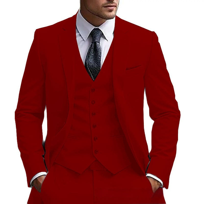 Men's Classic Fit Three Piece Suit Red