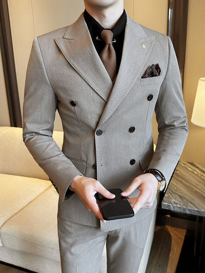Double Breasted Business Slim Fit Suit for Men