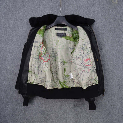 Detachable Fur Collar Cowhide Leather Jacket