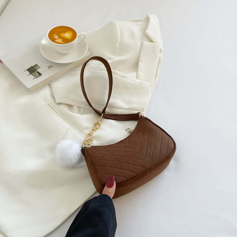 Casual Solid Color Shoulder Bag Brown