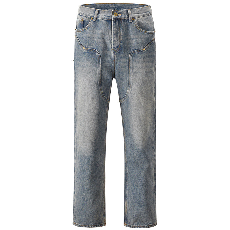 Casual Vintage Jeans Men | Vintage Denim Washed blue