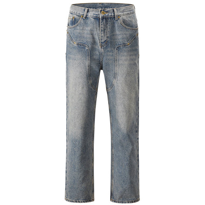 Casual Vintage Jeans Men | Vintage Denim Washed blue