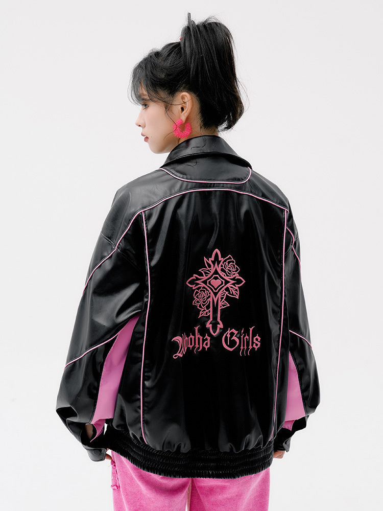 Women's Oversized Street-Style PU Jacket