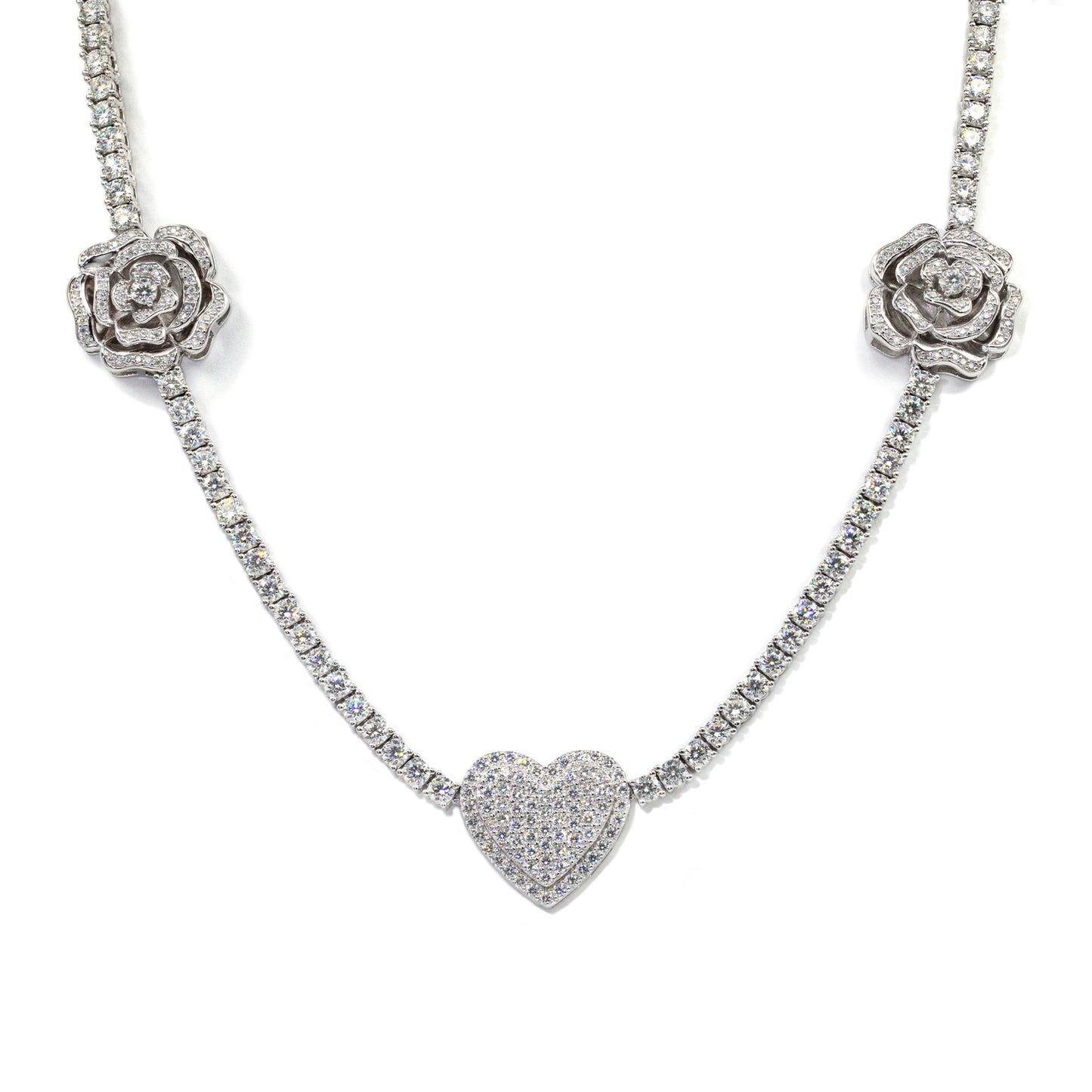 925 Silver Set Moissani Rose Necklace for Women