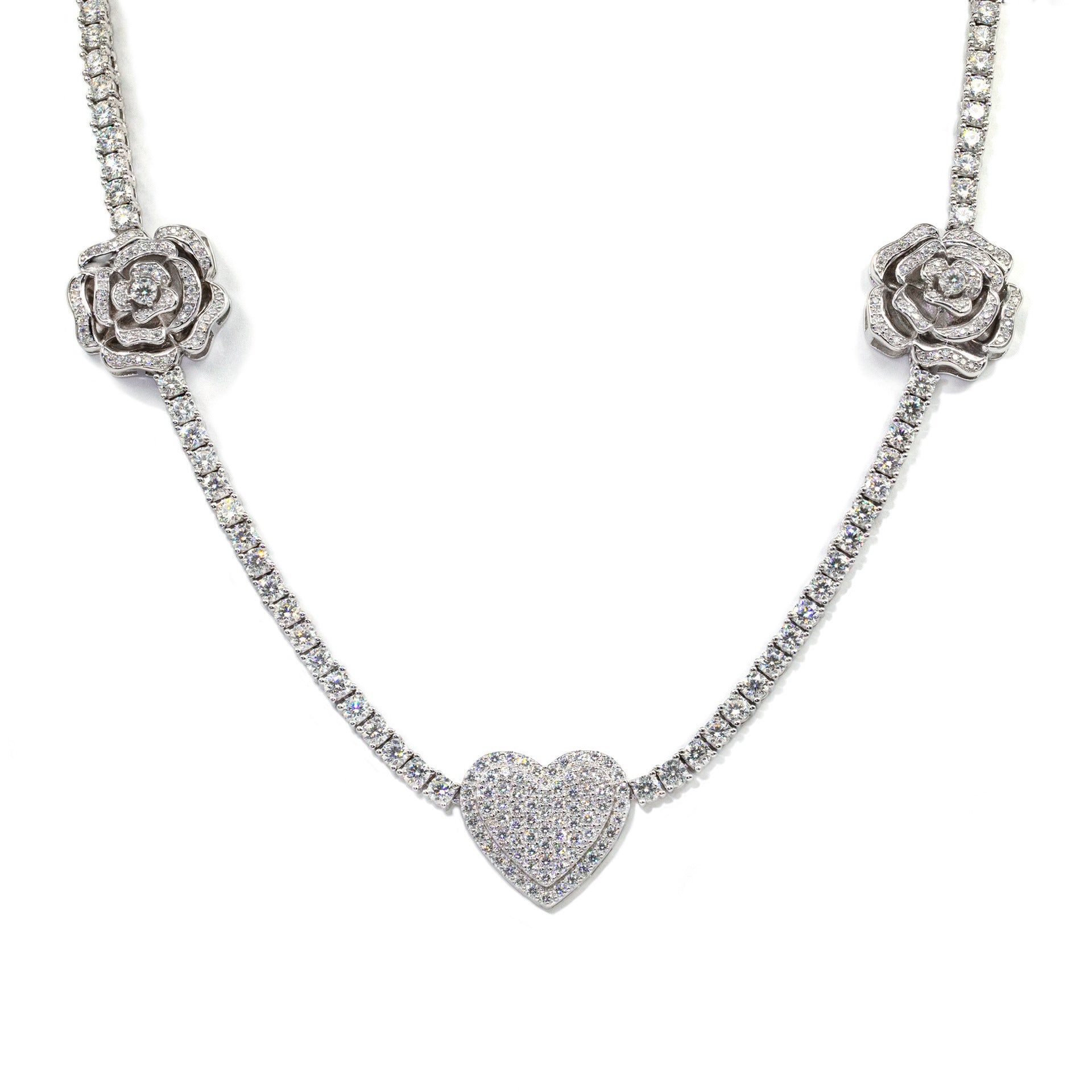 925 Silver Set Moissani Rose Necklace for Women