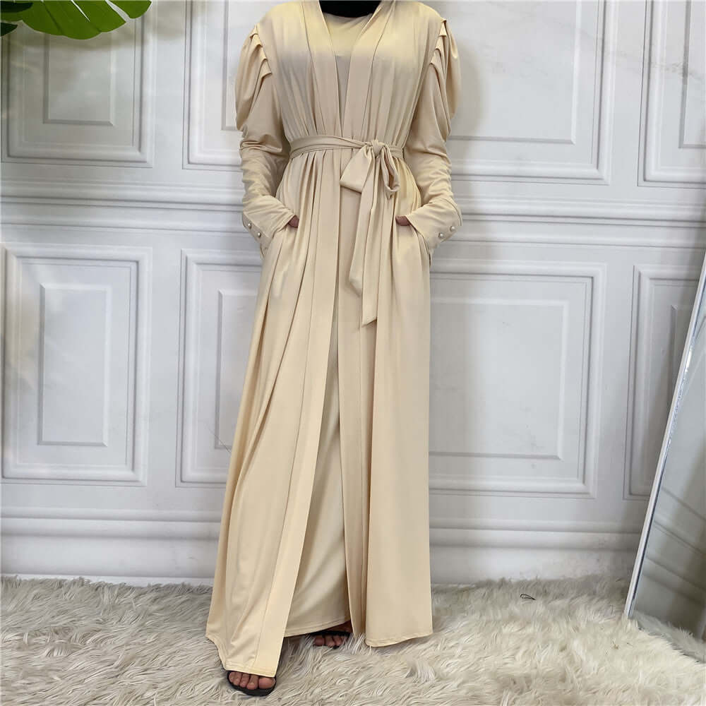 Riwa Cardigan Abaya – Everyday Modest Wear UK Apricot Cardigan