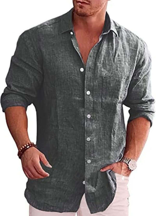 Casual Cardigan Beach Shirt for Men Dark Gray