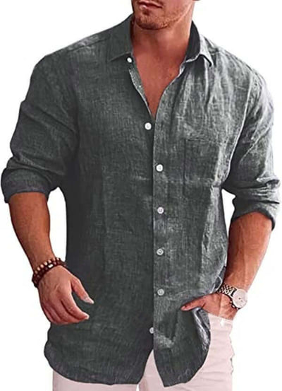 Casual Cardigan Beach Shirt for Men Dark Gray