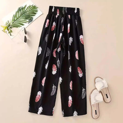 Women's Casual Flower Pants - Floral Straight