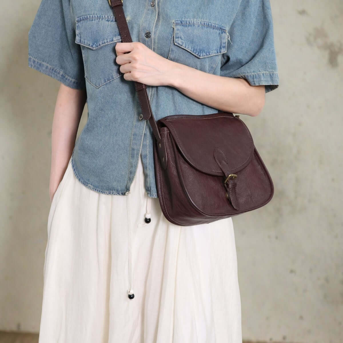Genuine Leather Messenger Bag | Crossbody Shoulder Bag