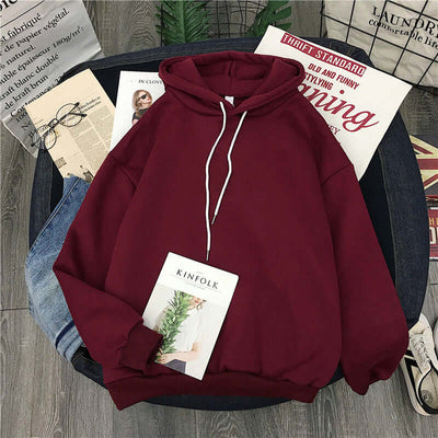 Women And Men's Solid Color Hoodie Wine Red