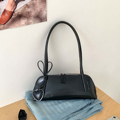 Simple Design Armpit Shoulder Bag Black