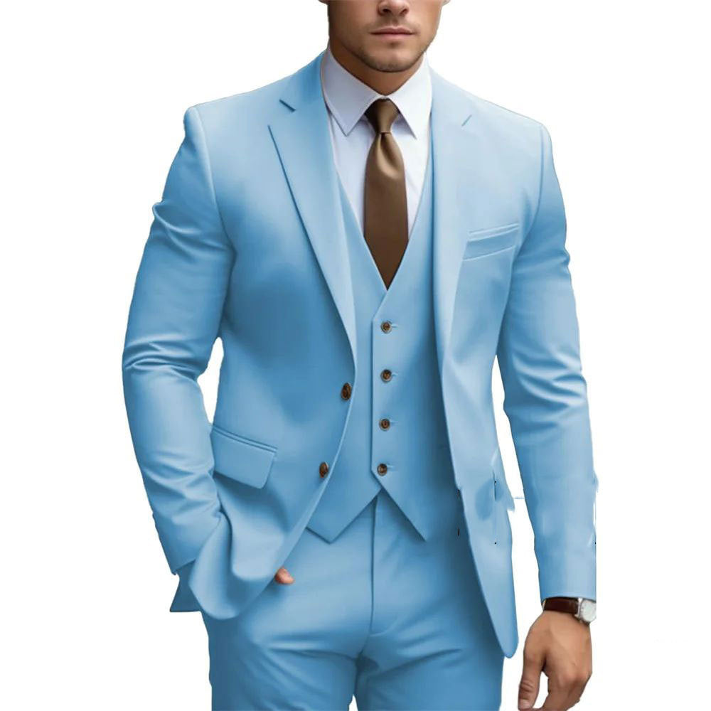 Men's Three-piece Suit Formal | Business Wear Sky Blue