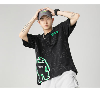 Bear Print Men And Women Graphic Tee Shirt Black