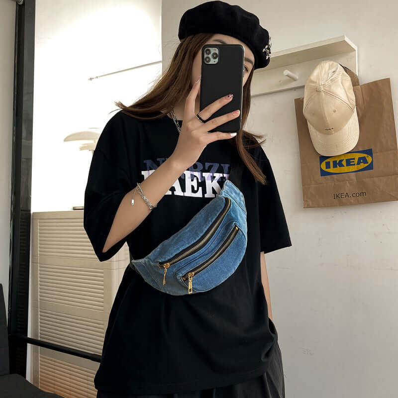 Denim Chest Bag Harajuku Style