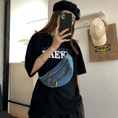 Denim Chest Bag Harajuku Style